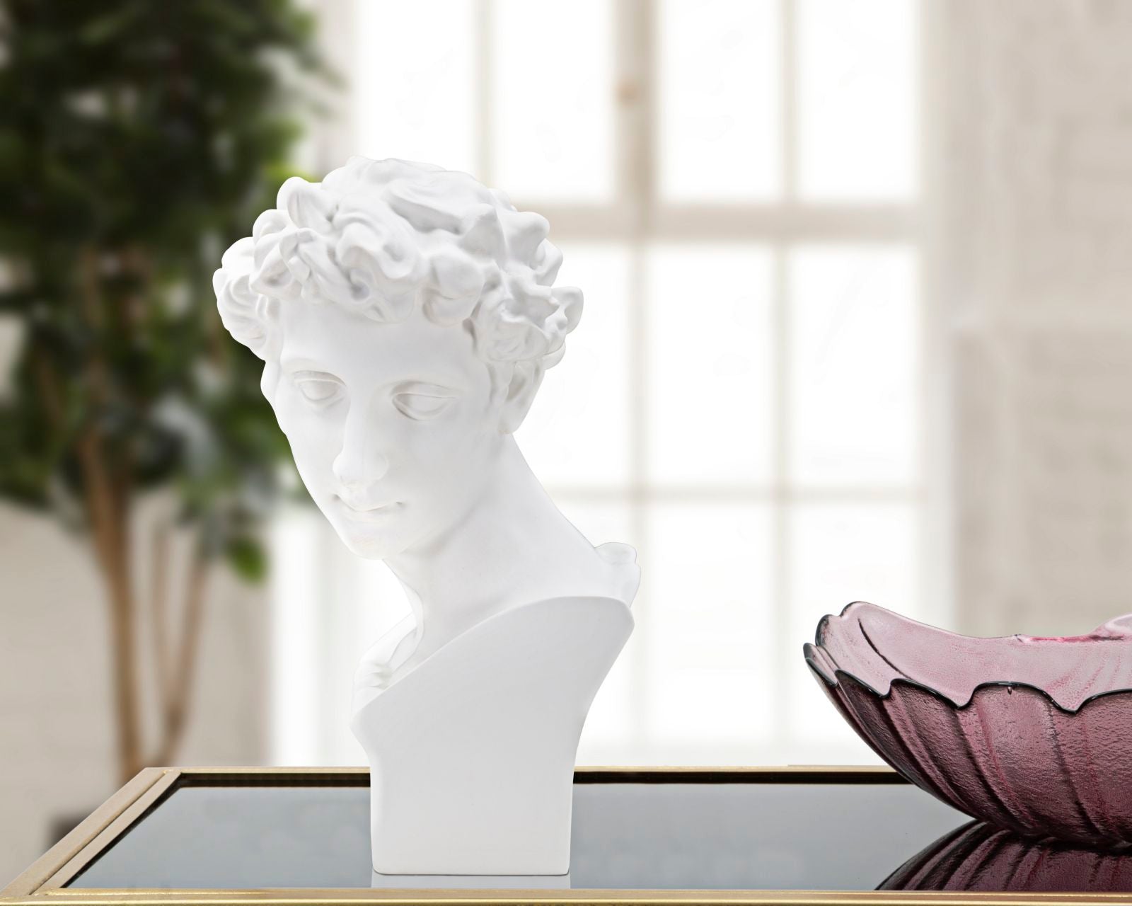 Büste Junger Römer Weiß Skulptur 30cm Resin Klassische Deko