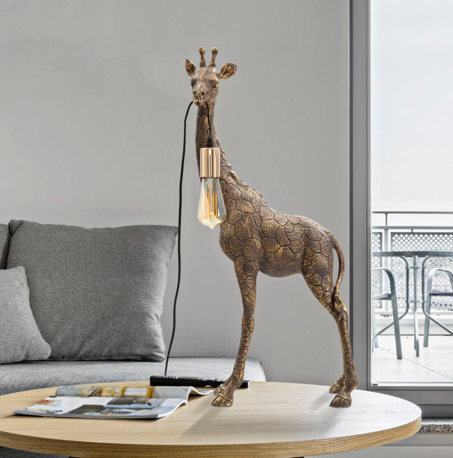 Giraffa Luxe Tischlampe Giraffe Figur Resina Metall 80cm