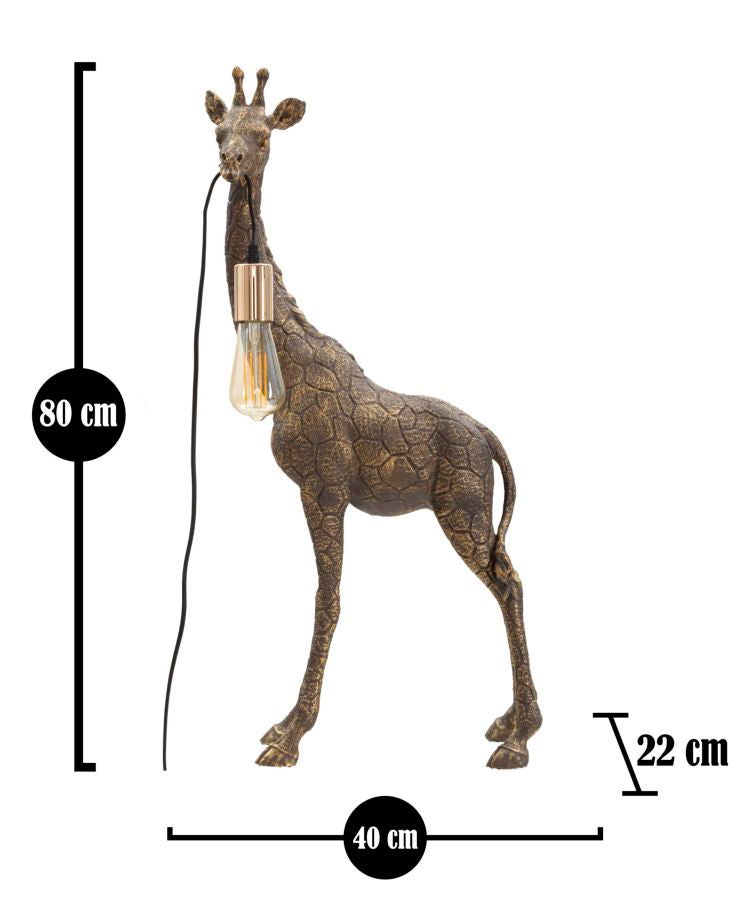 Giraffa Luxe Tischlampe Giraffe Figur Resina Metall 80cm