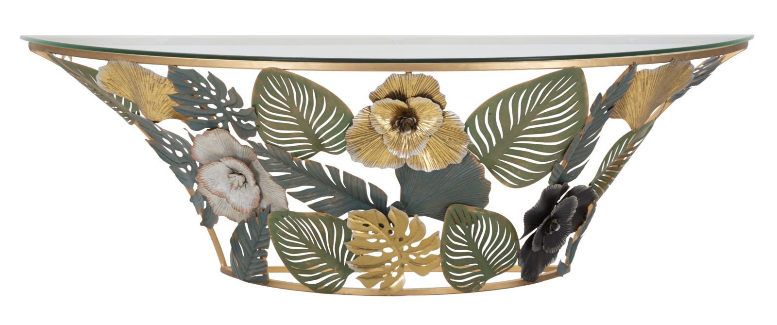 Wandkonsole Jungle Bloom Metall mit Glasplatte