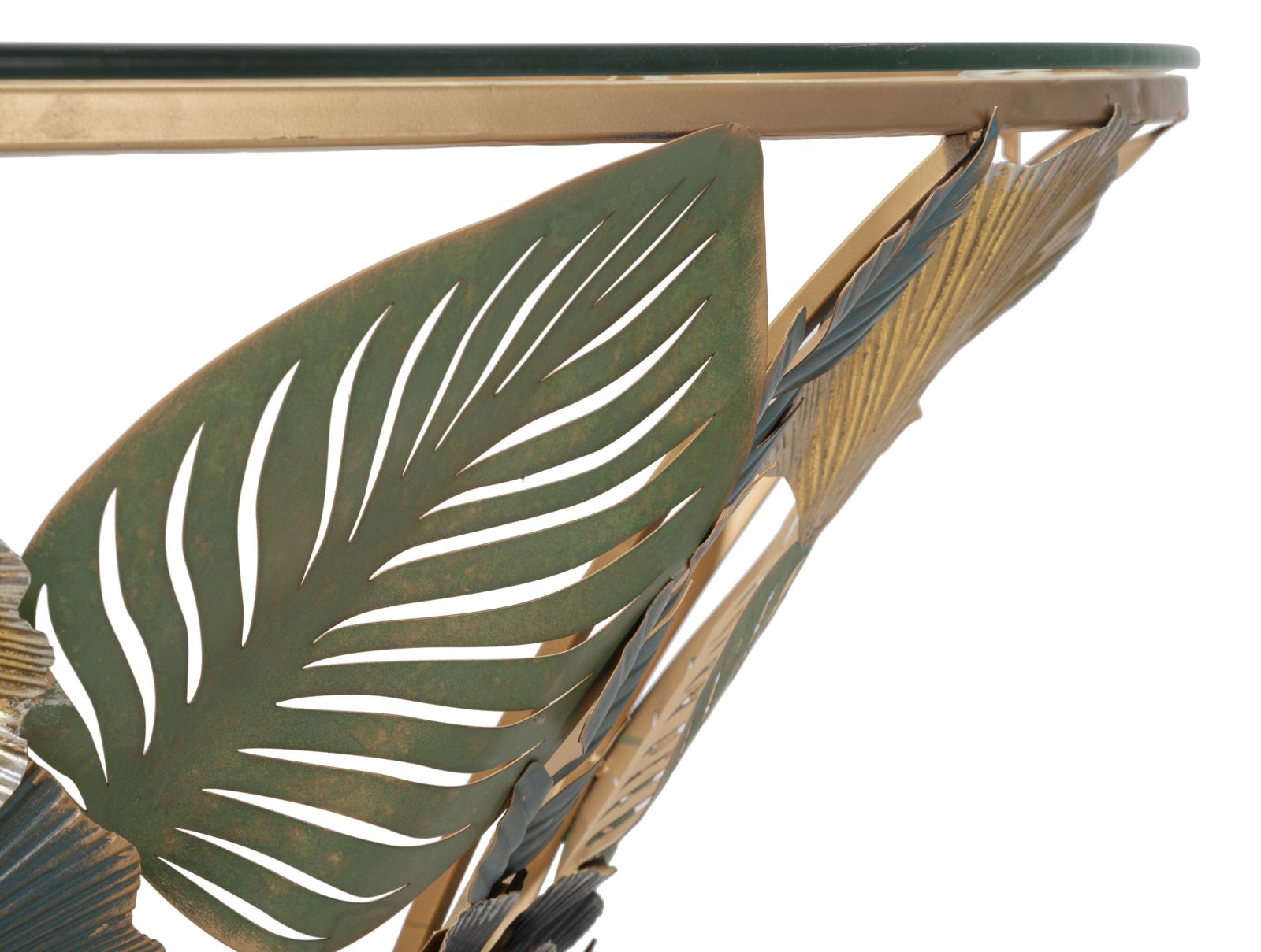 Wandkonsole Jungle Bloom Metall mit Glasplatte