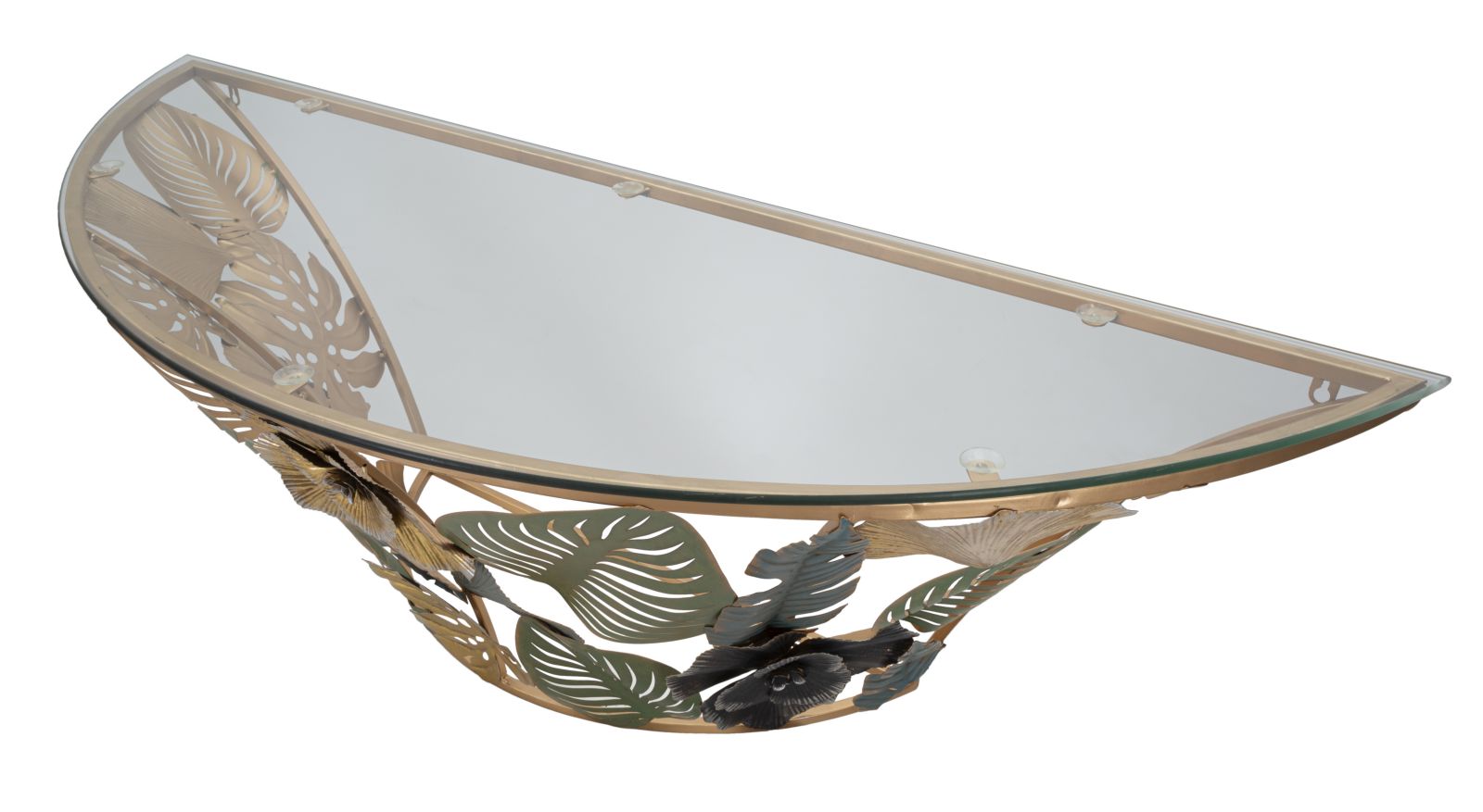 Wandkonsole Jungle Bloom Metall mit Glasplatte
