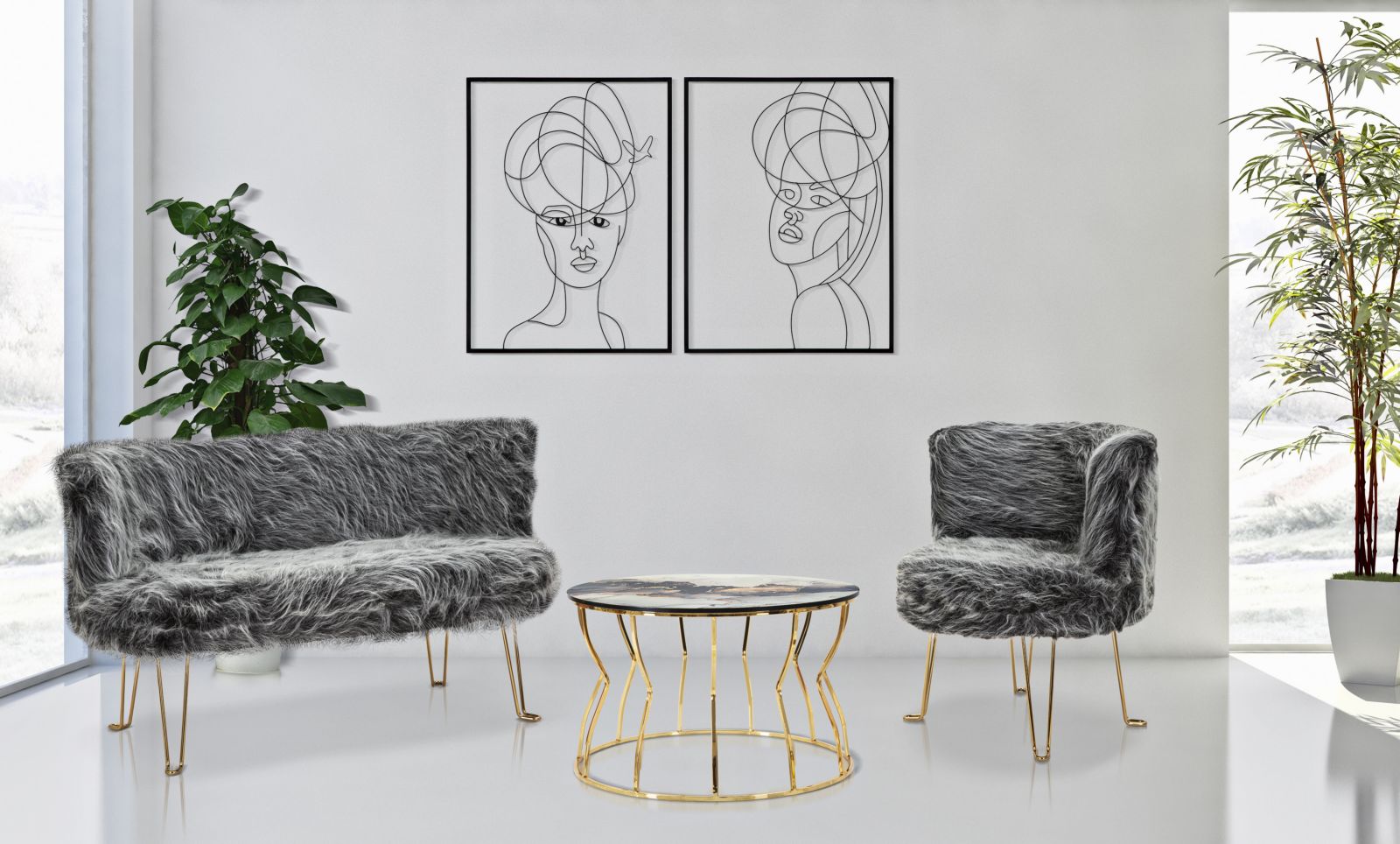 Wanddeko Woman Simply Modern Art Metall 2er Set 60x80cm