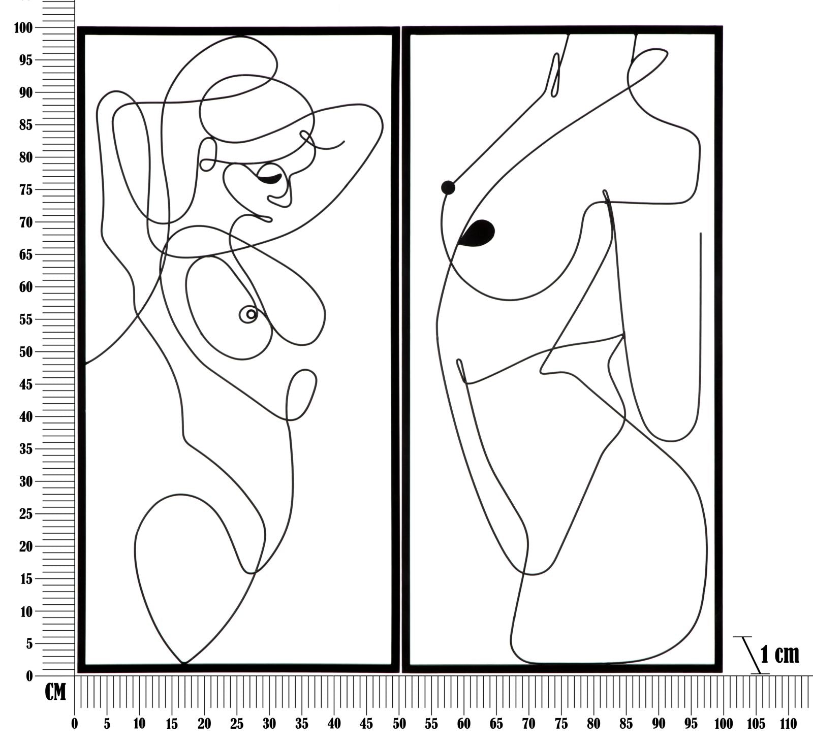 Exklusives Wandbild Set Body Art – Handgefertigte Eisenkunst 50x100 cm – 2er Set Schwarz