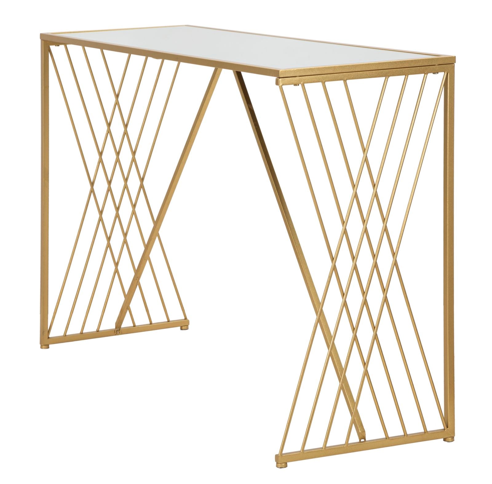Konsole Metall Gold geometrisches Design Glasplatte Easy