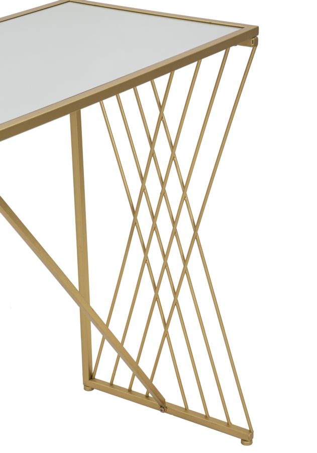 Konsole Metall Gold geometrisches Design Glasplatte Easy