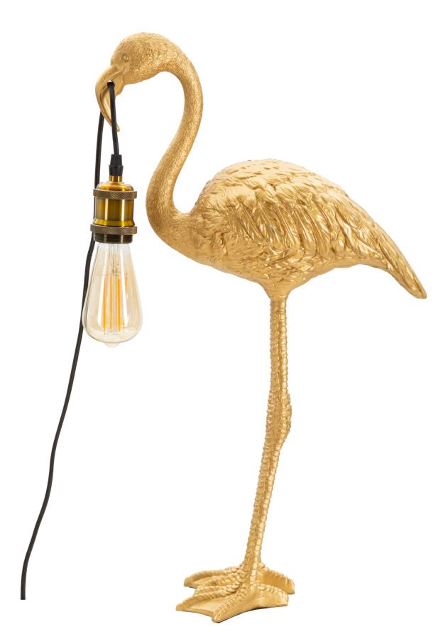 Flaminga Glow Tischlampe Flamingo Figur Gold 59cm Glam Design