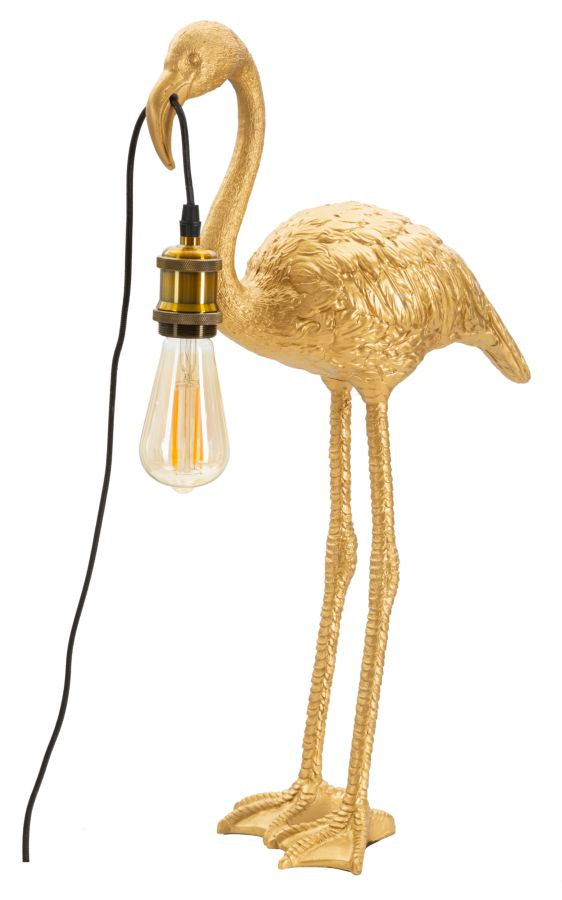 Flaminga Glow Tischlampe Flamingo Figur Gold 59cm Glam Design