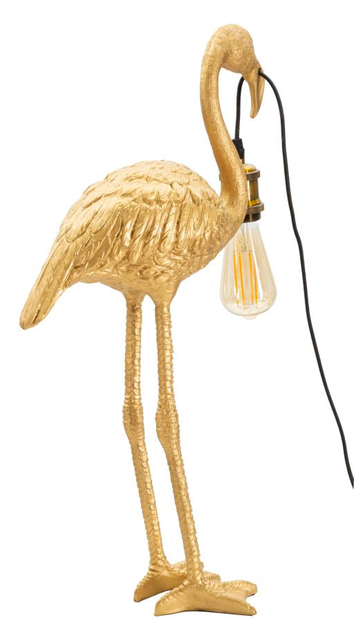 Flaminga Glow Tischlampe Flamingo Figur Gold 59cm Glam Design