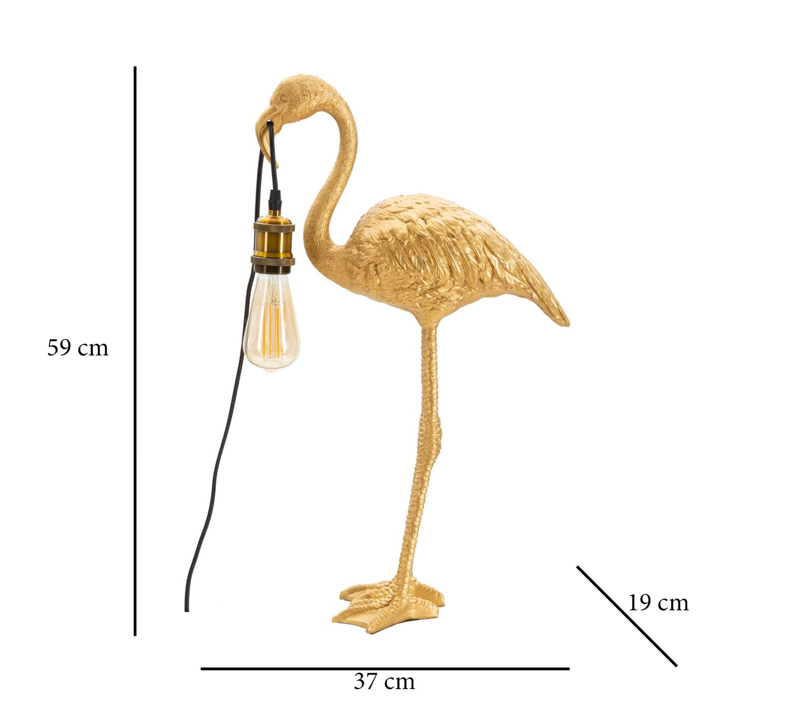 Flaminga Glow Tischlampe Flamingo Figur Gold 59cm Glam Design