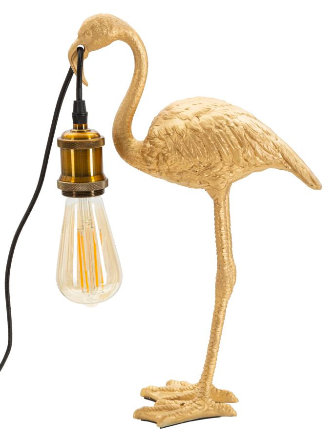 Flaminga Mini Tischlampe Flamingo Figur Gold 39cm Glam Design