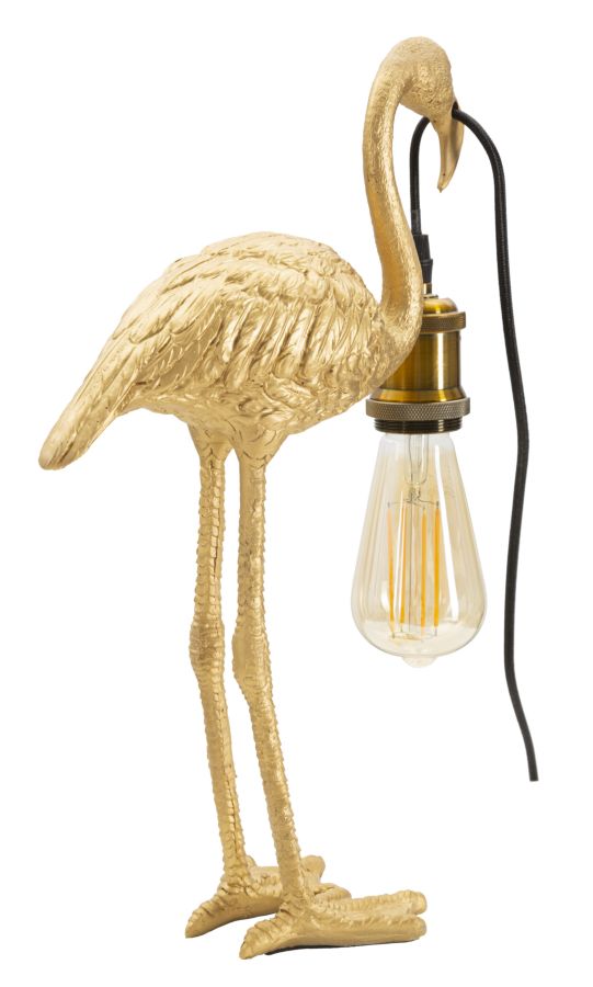 Flaminga Mini Tischlampe Flamingo Figur Gold 39cm Glam Design