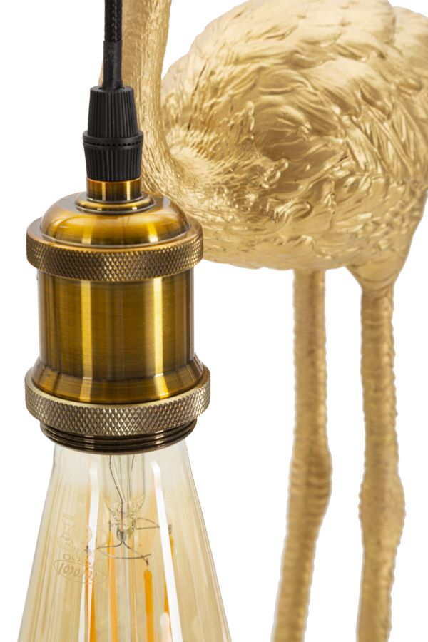 Flaminga Mini Tischlampe Flamingo Figur Gold 39cm Glam Design