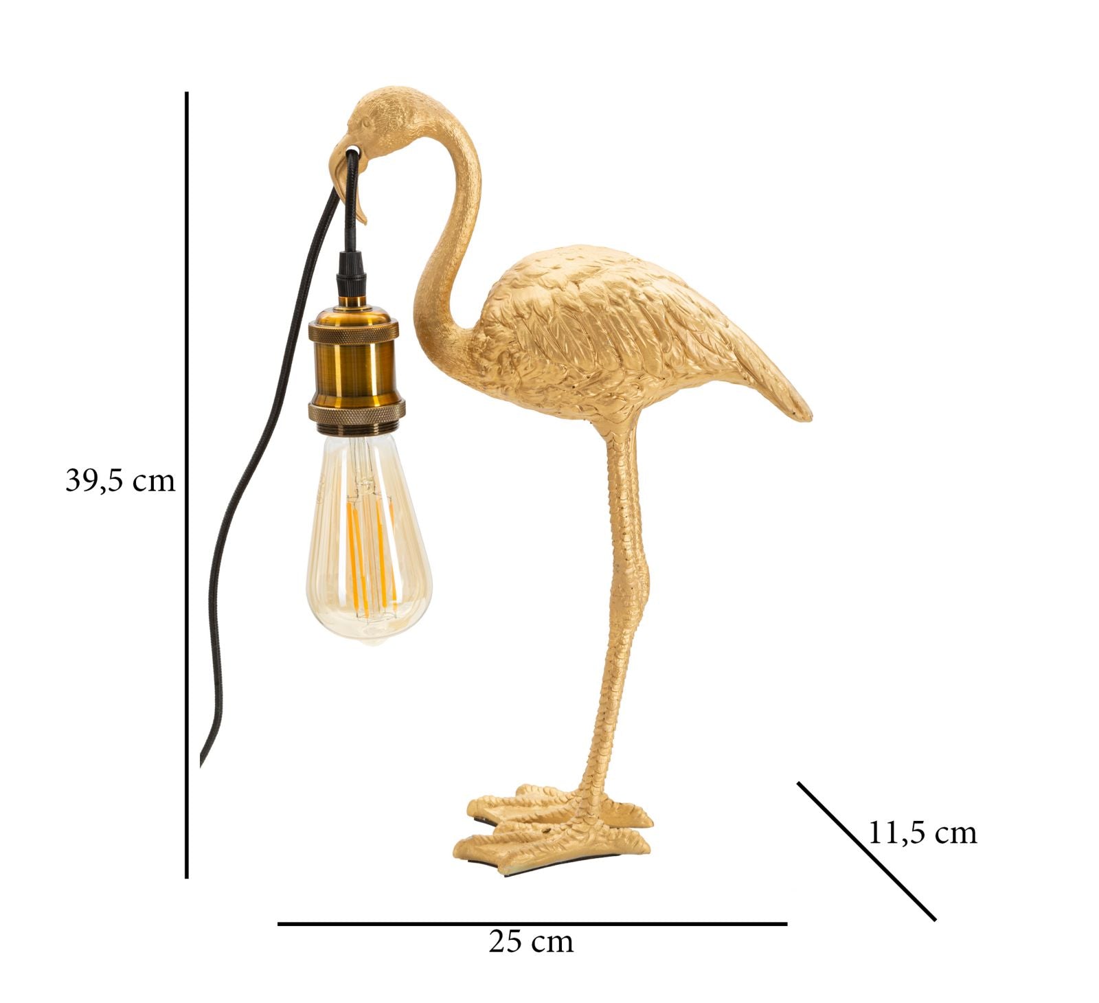 Flaminga Mini Tischlampe Flamingo Figur Gold 39cm Glam Design