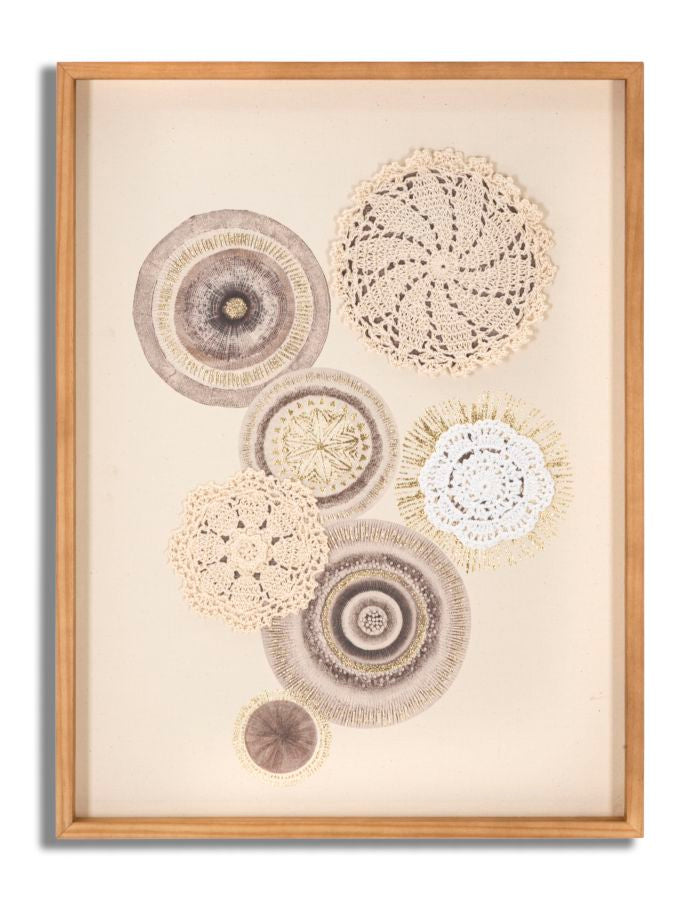 Wandbild Circly Häkeloptik Boho Chic 45x60cm Naturrahmen