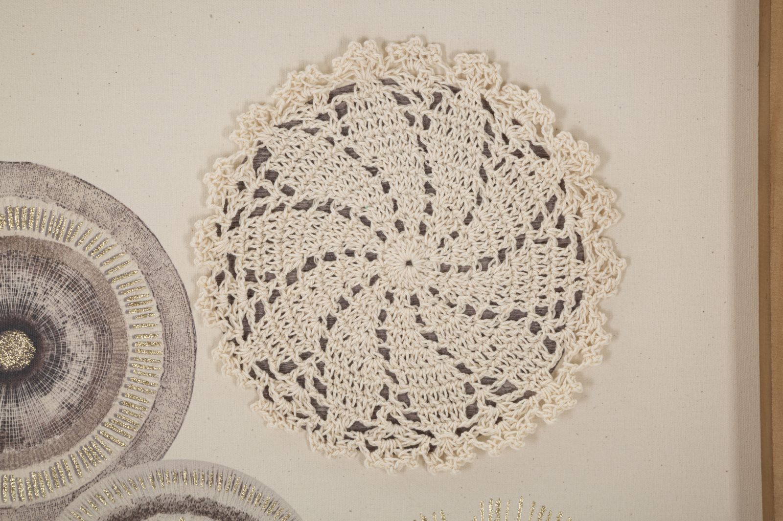 Wandbild Circly Häkeloptik Boho Chic 45x60cm Naturrahmen