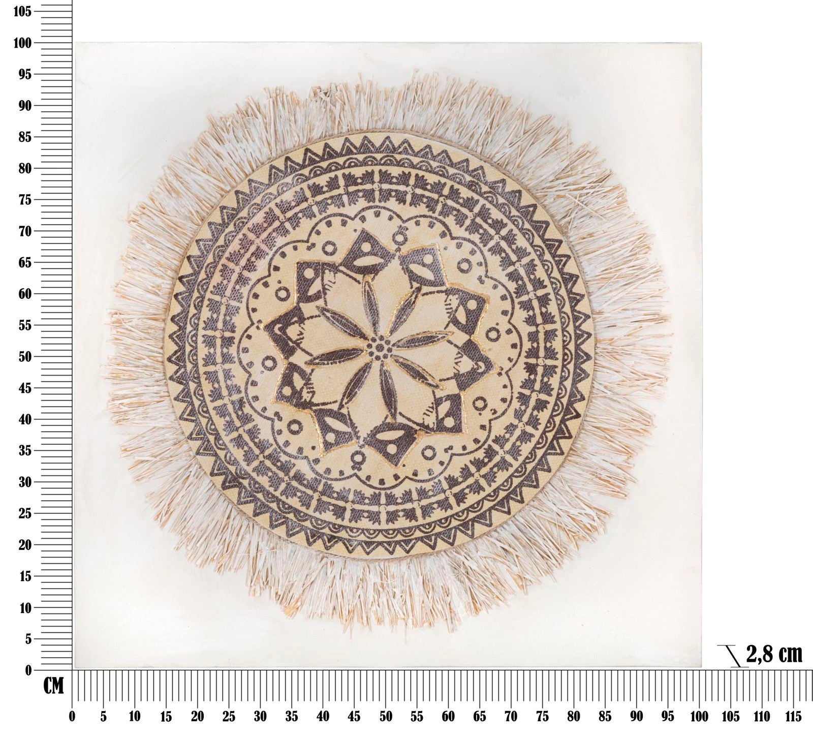 Wandbild Malindi Boho Chic Naturdesign 100x100cm Leinwand Rundmotiv