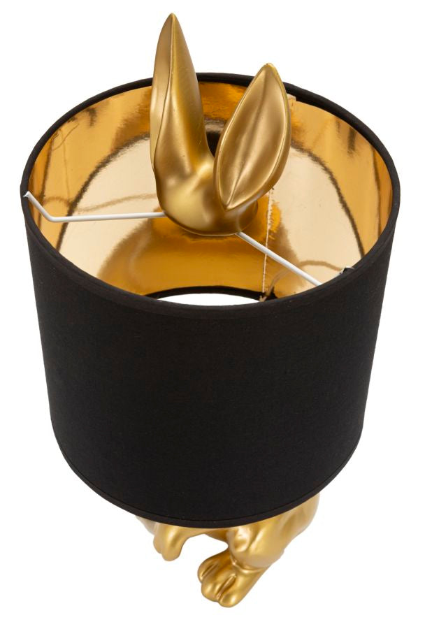 Kaninchen Tischlampe 43 cm mit Stoffschirm – Glamour Wohnaccessoire Hase Ostern