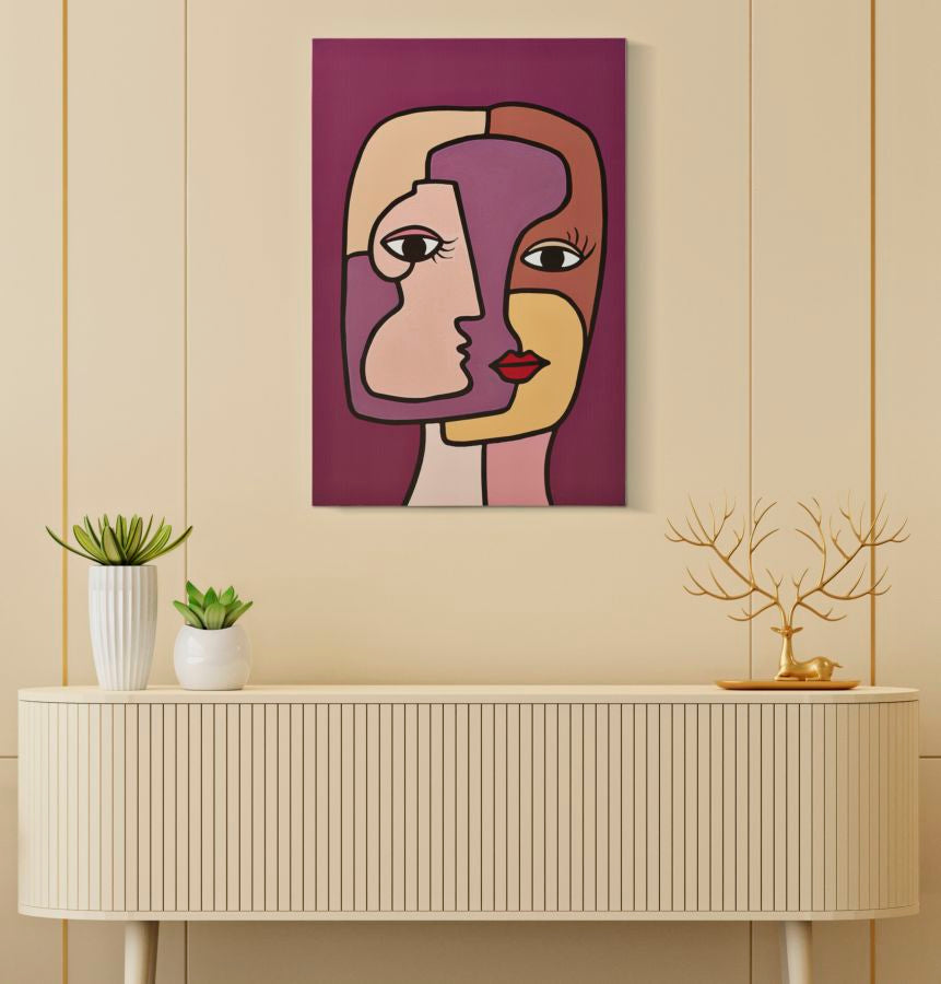 Abstraktes Wandbild Faces New A – Stilvolle Kunst auf Leinwand 60x90 cm