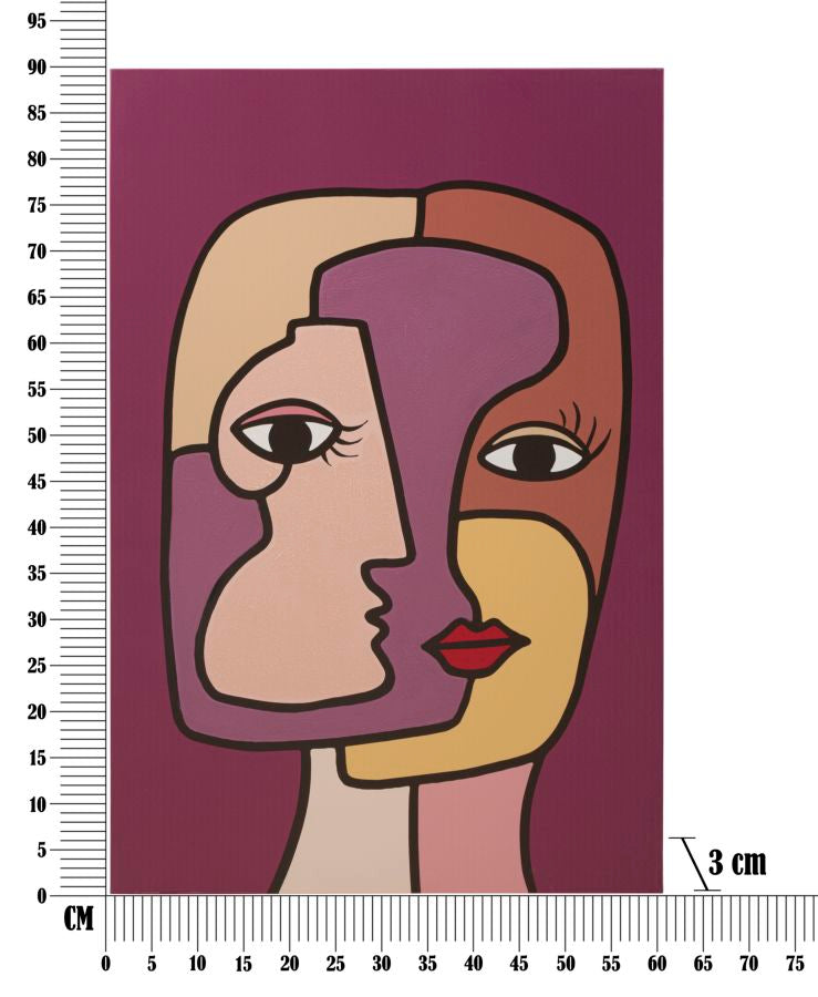 Abstraktes Wandbild Faces New A – Stilvolle Kunst auf Leinwand 60x90 cm