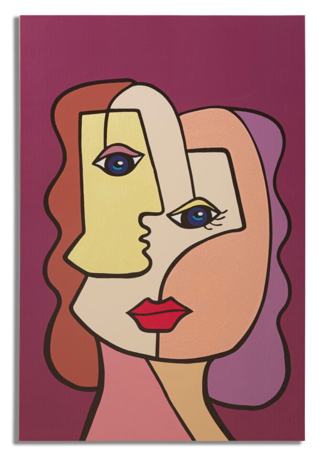 Abstrakte Wandkunst Faces New B – Leinwandbild in Glam Stil 60x90 cm