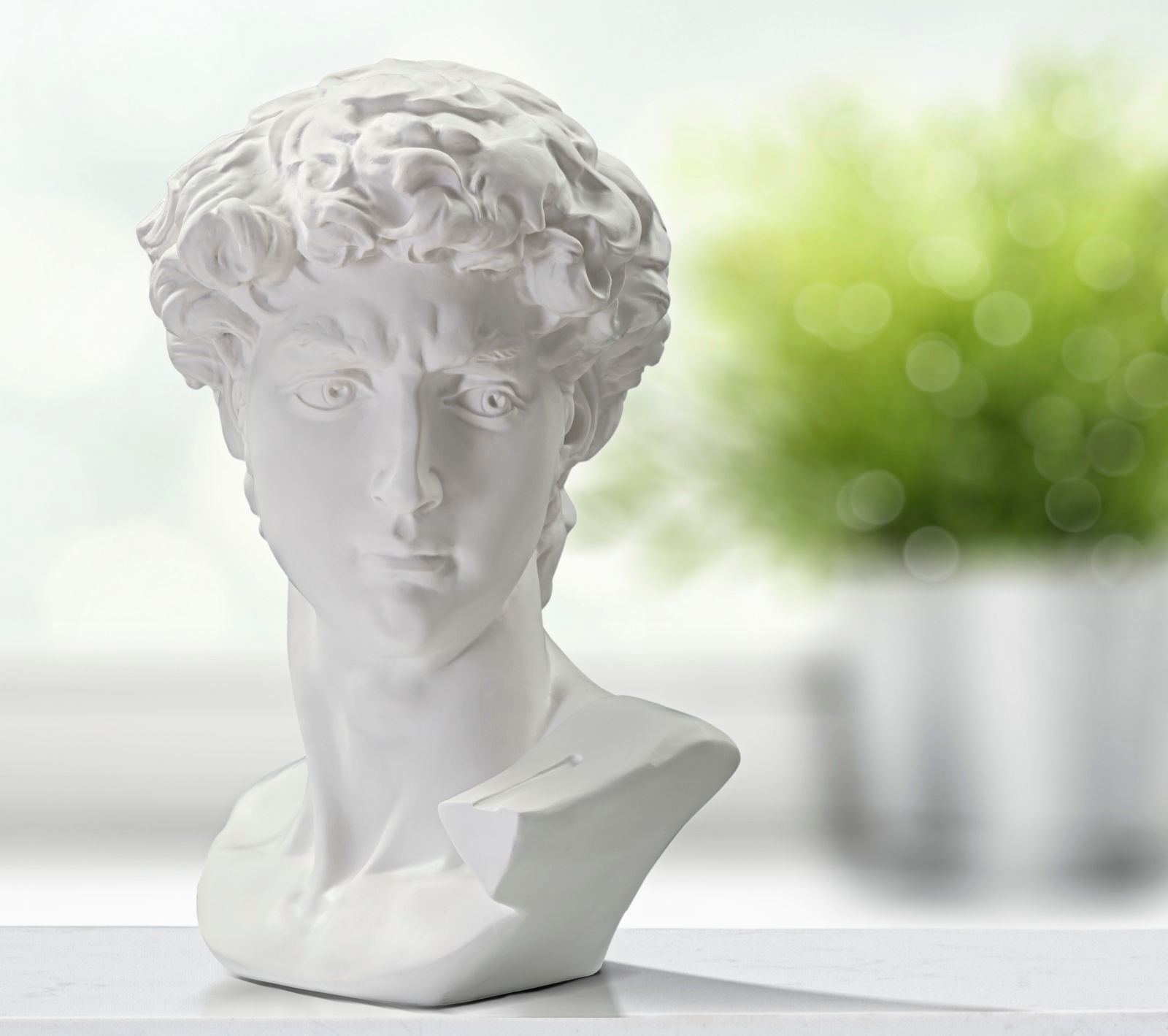 Deko Büste David Groß Weiß Skulptur 60cm Klassisch Resin Figur