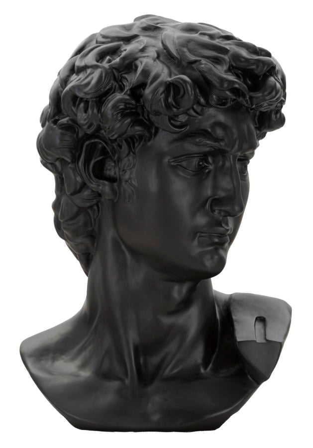 Deko Büste David Schwarz Skulptur 60cm Klassisch Resin Figur