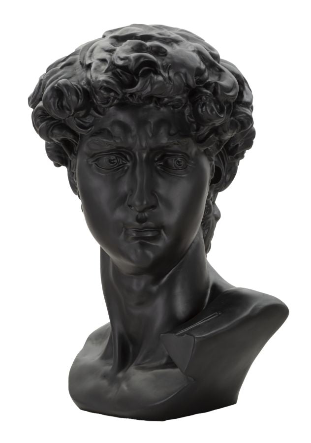 Deko Büste David Schwarz Skulptur 60cm Klassisch Resin Figur