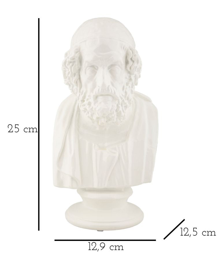 Büste Philosoph Weiß Skulptur 25cm Klassisch Resin Figur