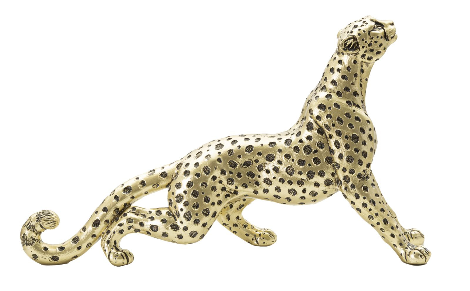 Dekofigur Leopard Gold 33cm Glamour Skulptur Resin Tierfigur