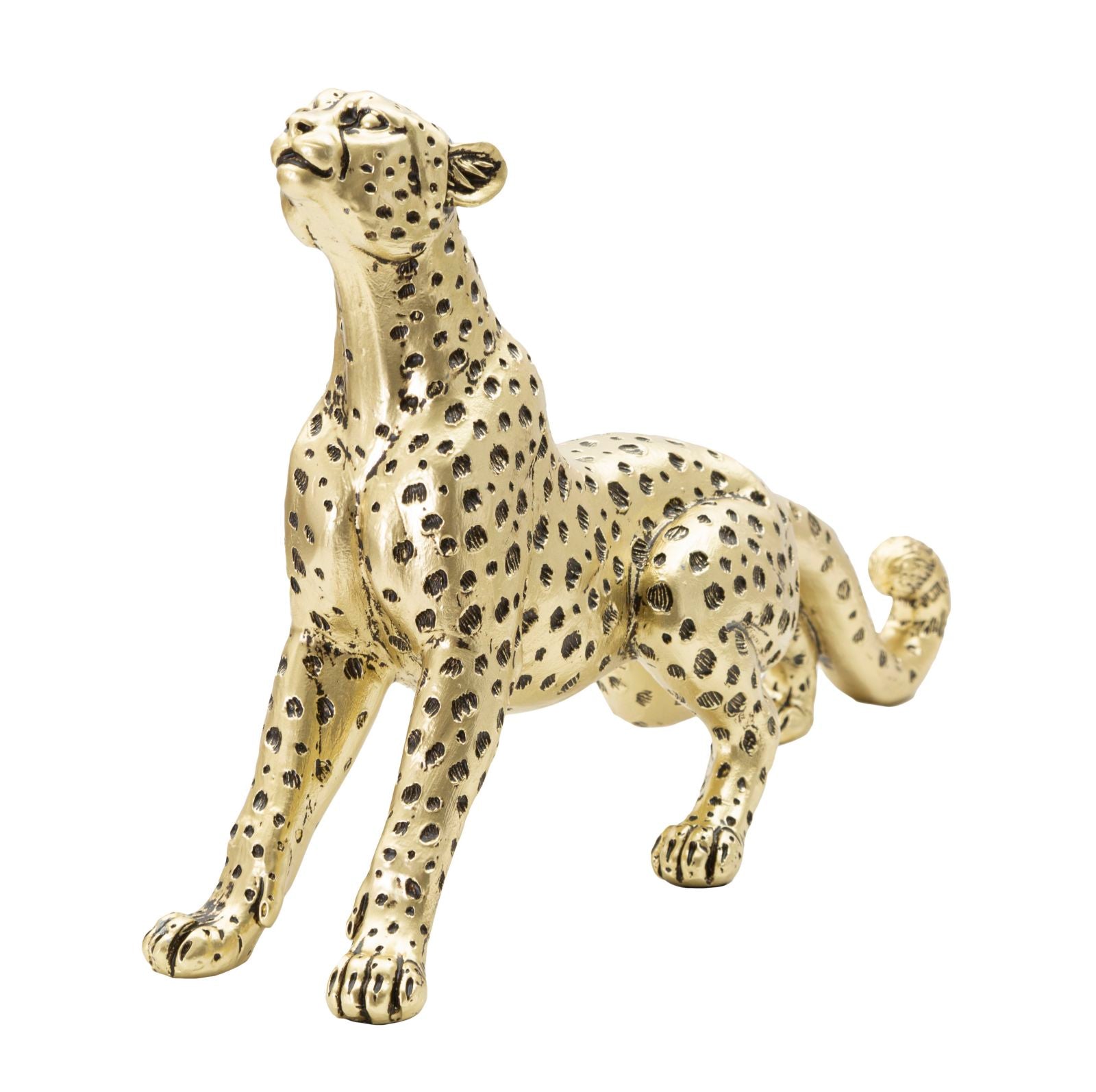 Dekofigur Leopard Gold 33cm Glamour Skulptur Resin Tierfigur