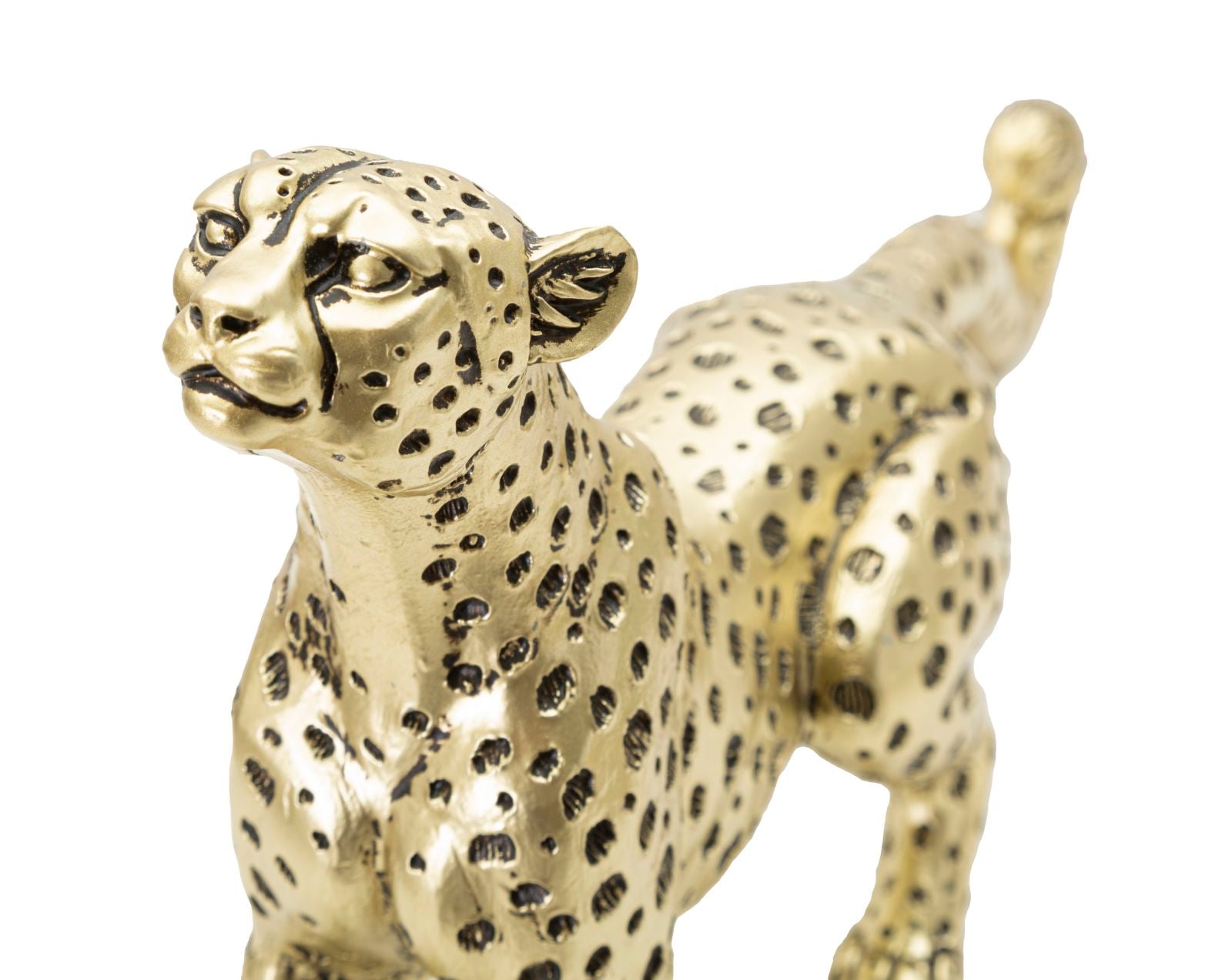 Dekofigur Leopard Gold 33cm Glamour Skulptur Resin Tierfigur
