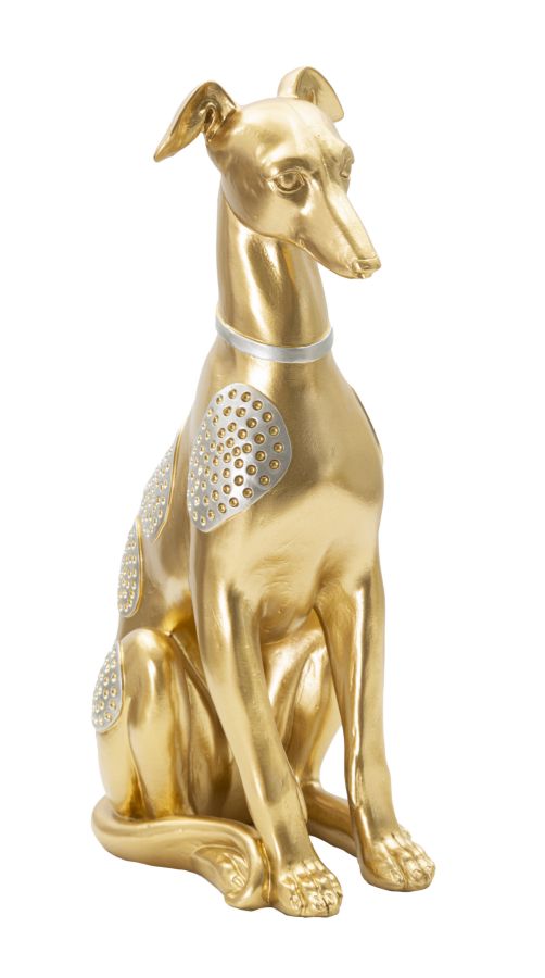 Dekofigur Windhund Gold 29cm Glamour Skulptur mit Strass