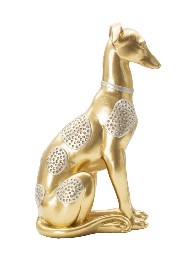 Dekofigur Windhund Gold 29cm Glamour Skulptur mit Strass