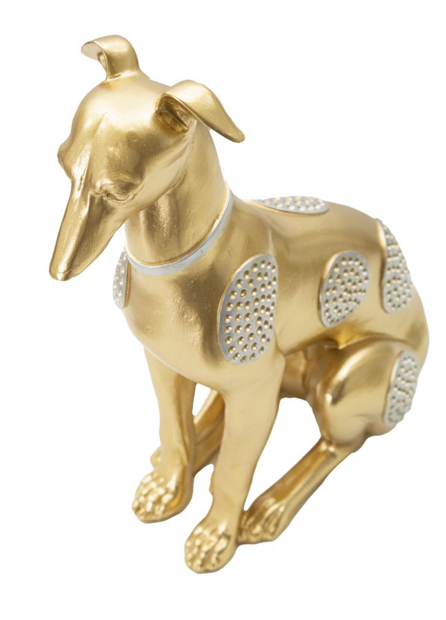 Dekofigur Windhund Gold 29cm Glamour Skulptur mit Strass