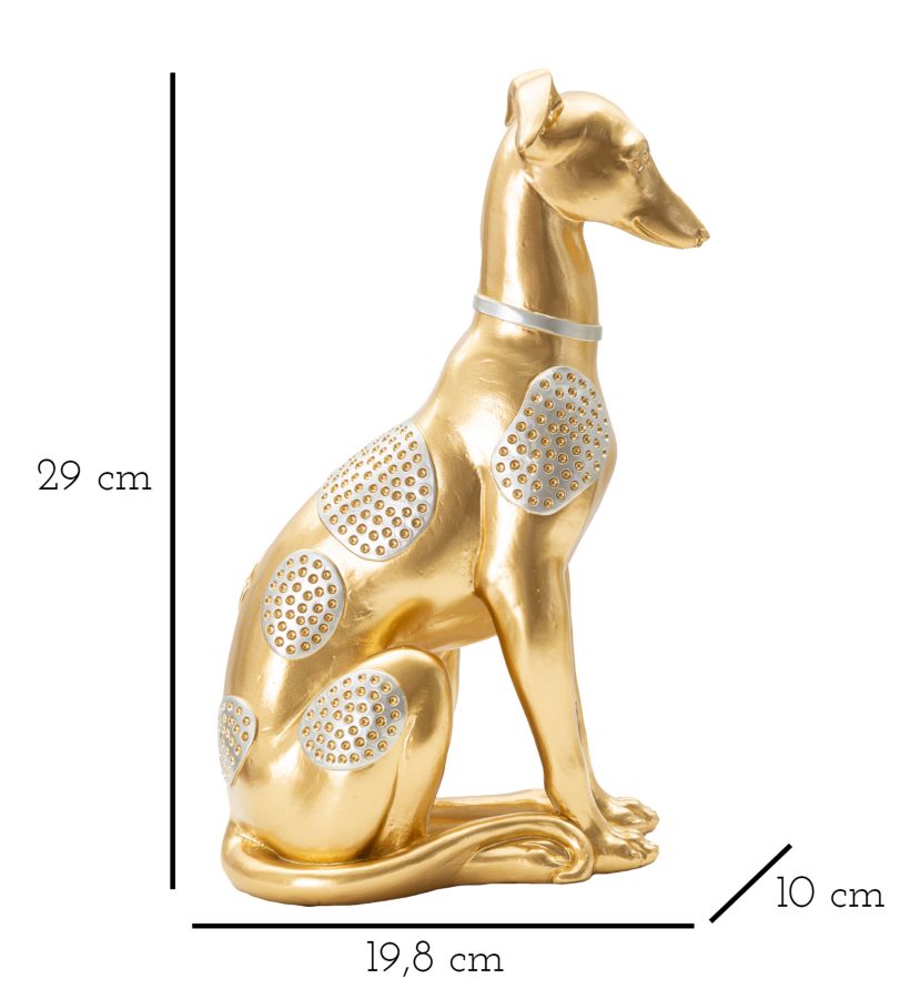 Dekofigur Windhund Gold 29cm Glamour Skulptur mit Strass