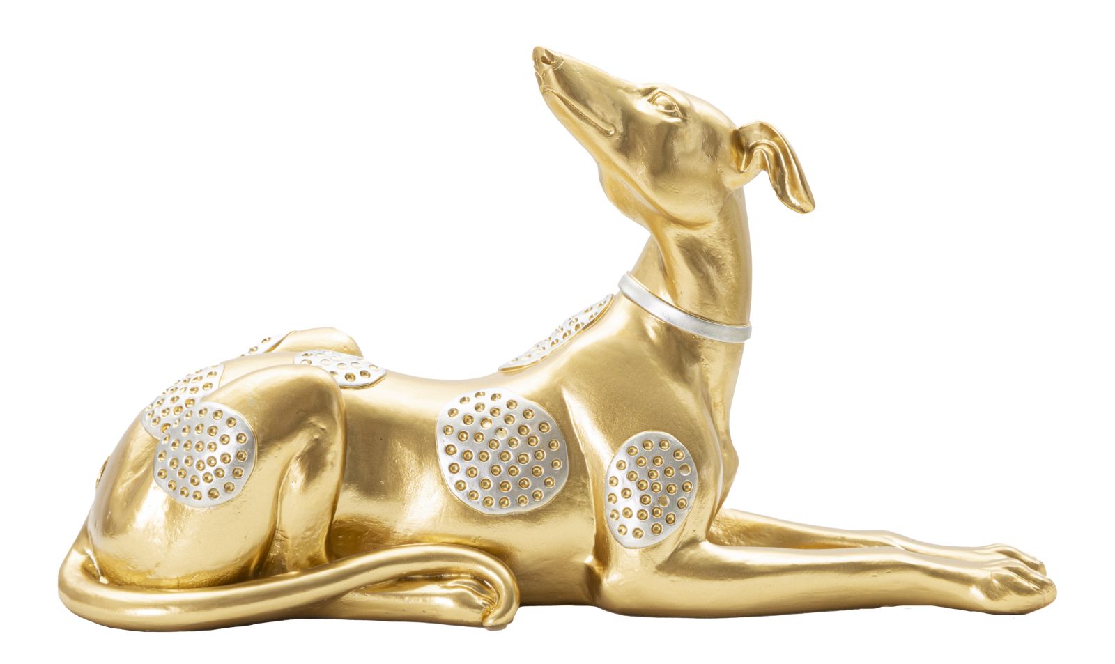 Dekofigur Windhund Liegend Gold 32cm Glamour Skulptur mit Strass