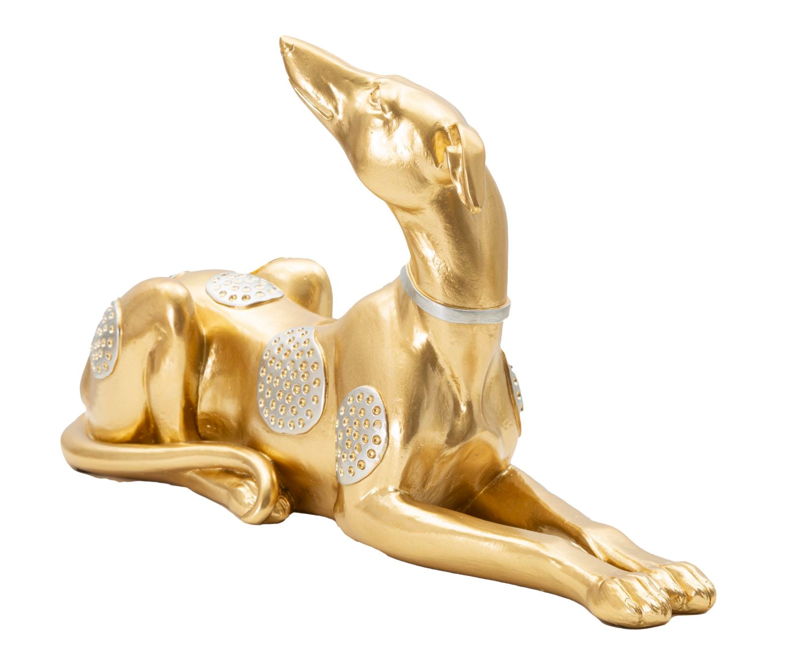 Dekofigur Windhund Liegend Gold 32cm Glamour Skulptur mit Strass