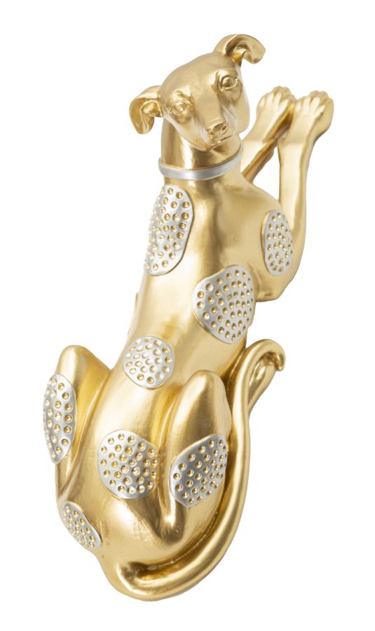 Dekofigur Windhund Liegend Gold 32cm Glamour Skulptur mit Strass