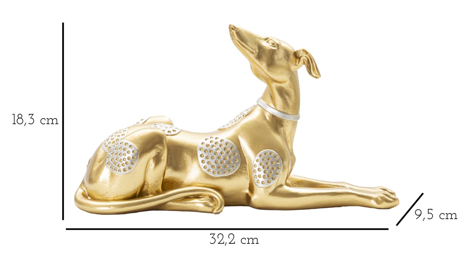 Dekofigur Windhund Liegend Gold 32cm Glamour Skulptur mit Strass