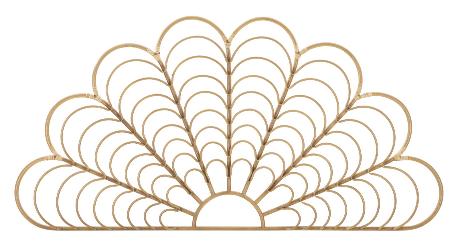 Wanddeko Panama Halbkreis Rattan Metall Boho Chic Natur 160cm