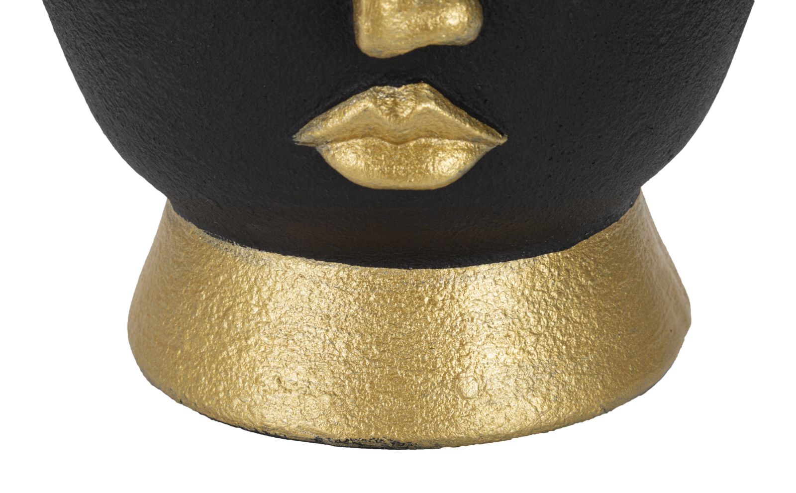 Blumentopf Amaru Tribal Gesicht Schwarz Gold 25 cm Resin