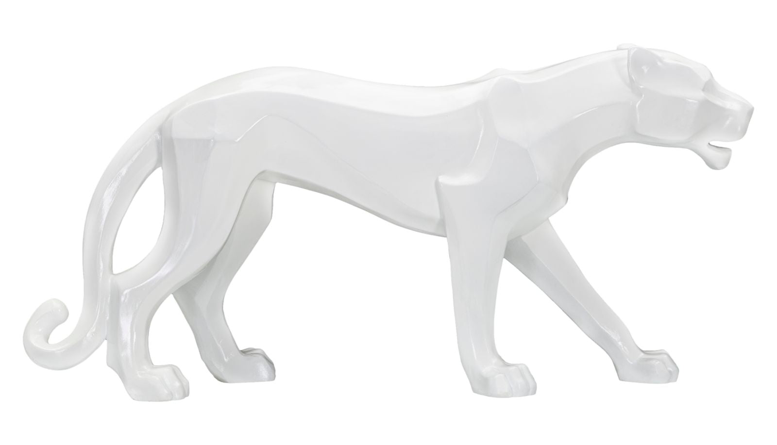 Dekofigur Panther Weiß 70cm Moderne Tier Skulptur Resin