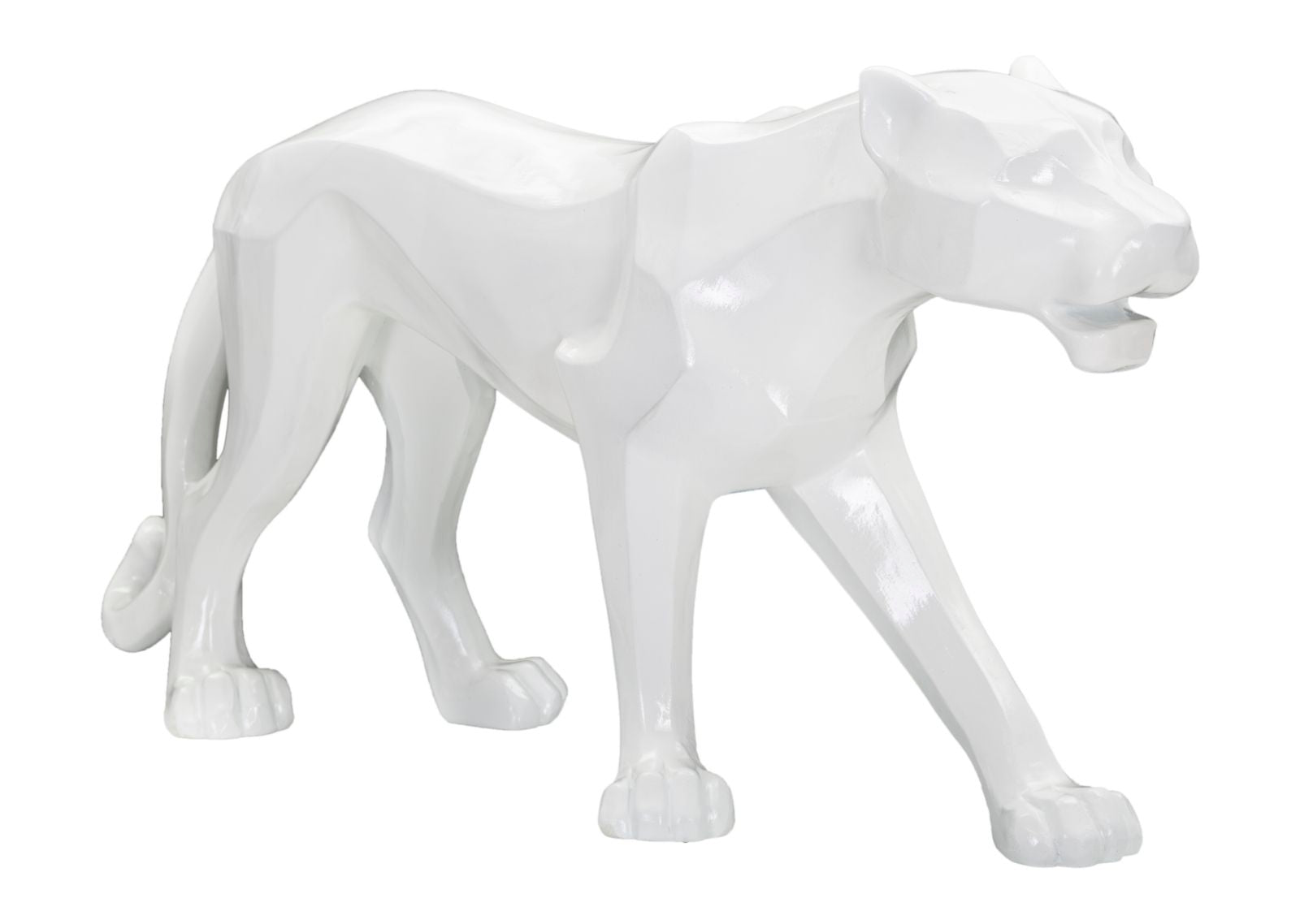 Dekofigur Panther Weiß 70cm Moderne Tier Skulptur Resin