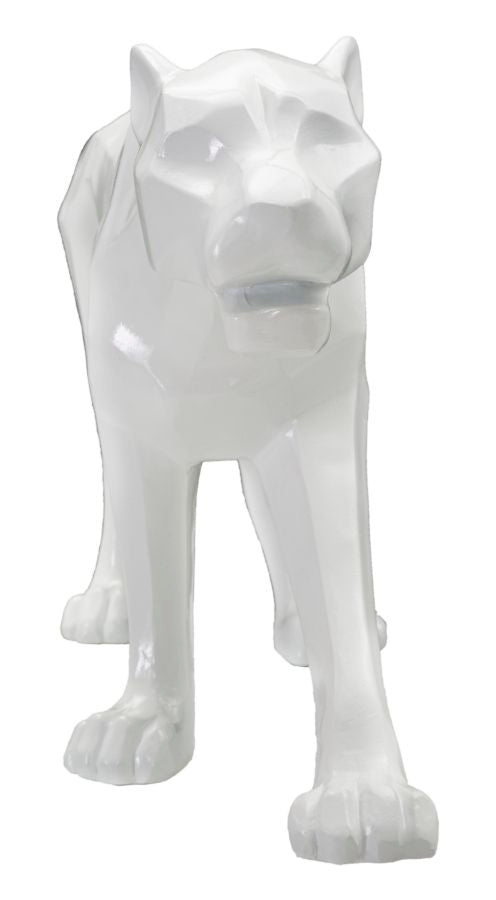 Dekofigur Panther Weiß 70cm Moderne Tier Skulptur Resin