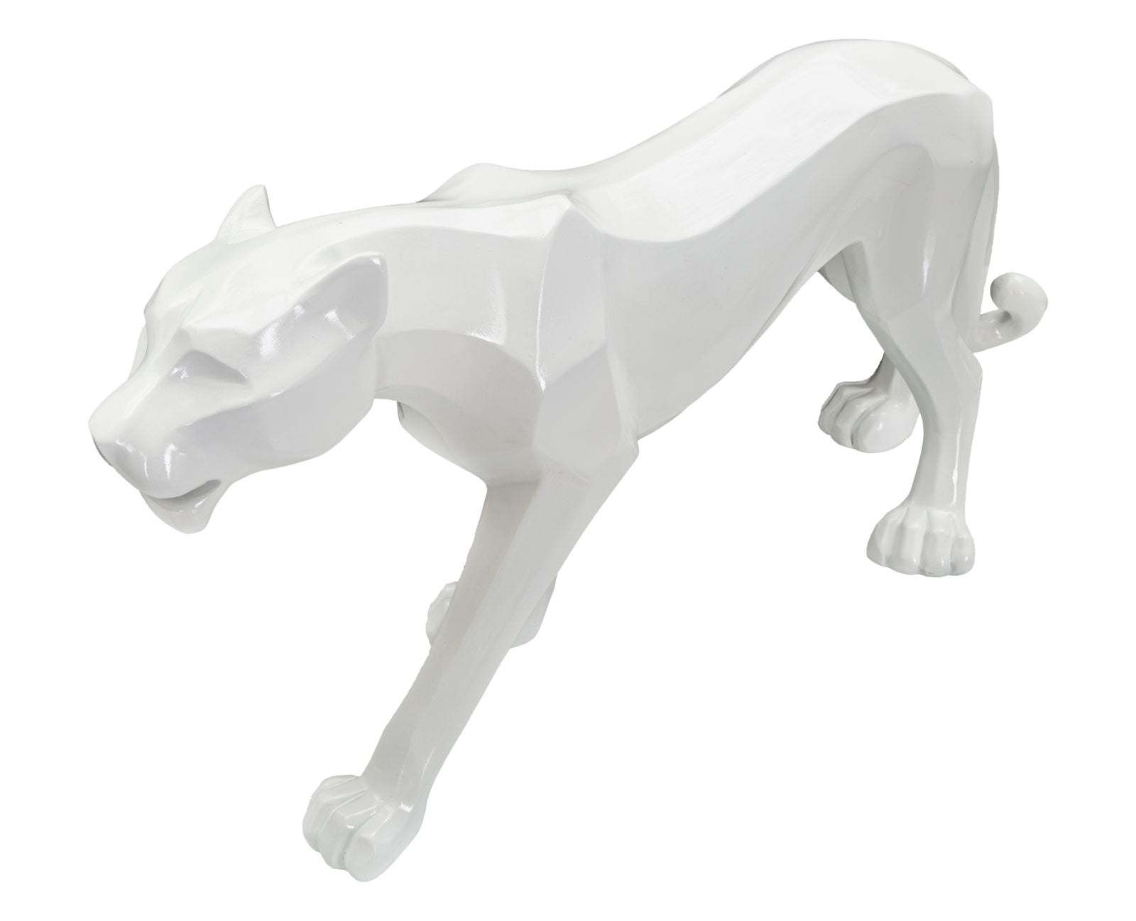 Dekofigur Panther Weiß 70cm Moderne Tier Skulptur Resin