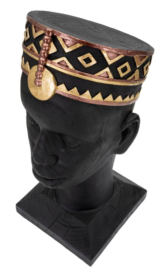Deko Büste Masai Mann Schwarz Gold 56 cm