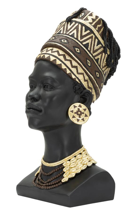 Deko Büste Masai Mann Resin Schwarz Gold 45 cm