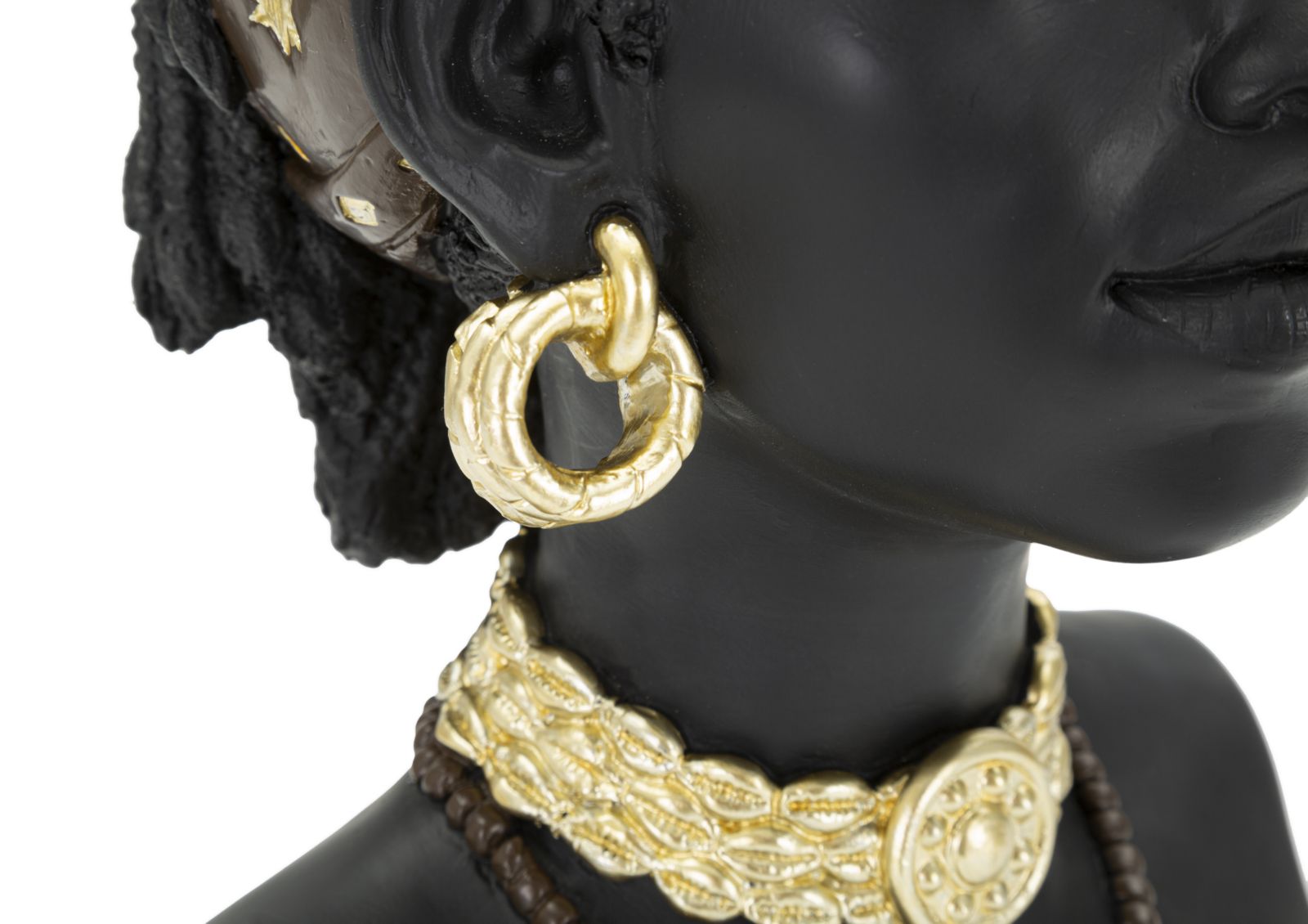 Deko Büste Masai Frau Resin Braun Gold 30 cm