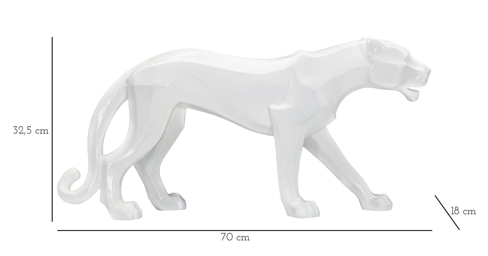 Dekofigur Panther Weiß 70cm Moderne Tier Skulptur Resin